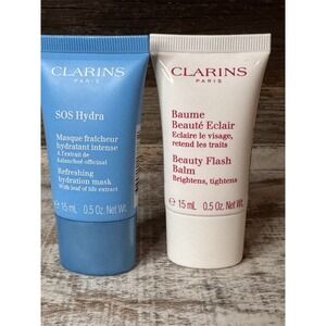 Clarins Beauty Flash Balm + SOS Hydra Mask Travel Set 0.5 oz / 15 ml Each